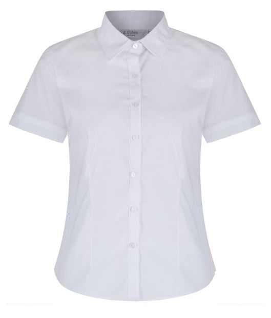 Fitted short sleeve white blouse